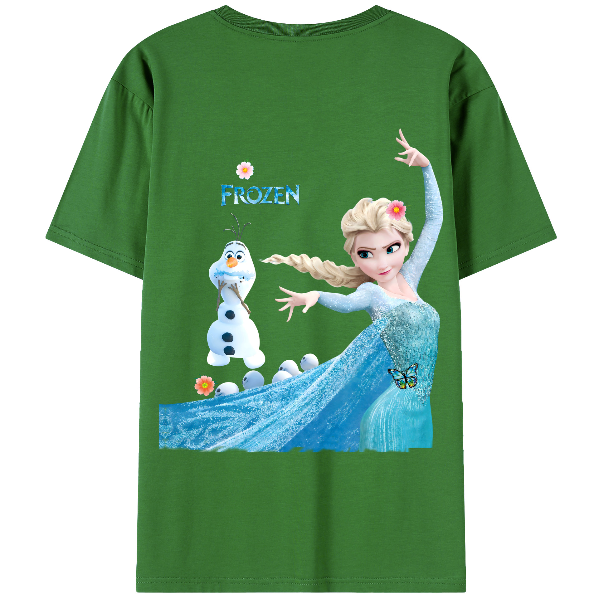 （画像用） アナと雪の女王 アンナ エルサ Frozen Anna Elsa レディース半袖Tシャツ(バックプリント)